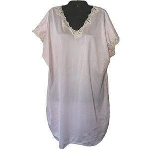 Vintage Kelly Reed  Nylon Dress Nightgown Soft Pink One Size Made In USA Lace